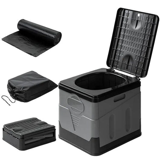 Portable Toilet For Car Camping Boating Hiking Outdoor Travel Potty With Carry Bag Foldable Emergency Toilet With Lid Trash Bags - 5 - CJ