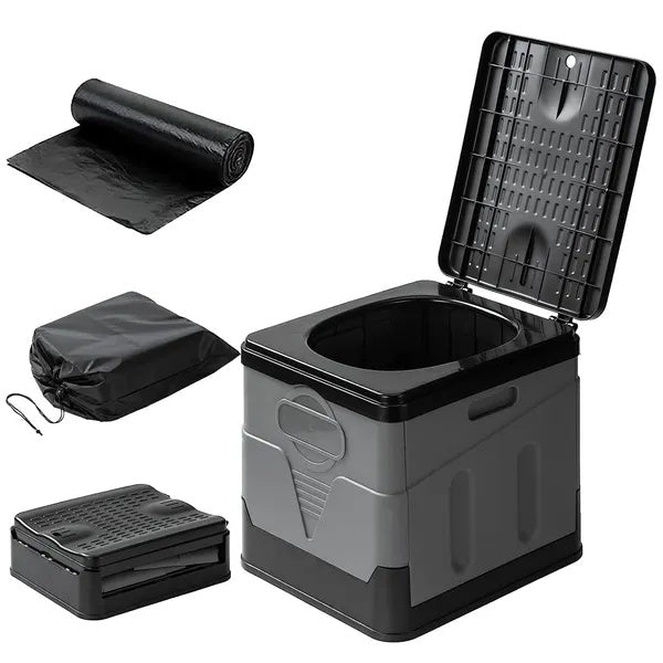 Portable Toilet For Car Camping Boating Hiking Outdoor Travel Potty With Carry Bag Foldable Emergency Toilet With Lid Trash Bags - 5 - CJ