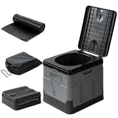 Portable Toilet For Car Camping Boating Hiking Outdoor Travel Potty With Carry Bag Foldable Emergency Toilet With Lid Trash Bags - 5 - CJ