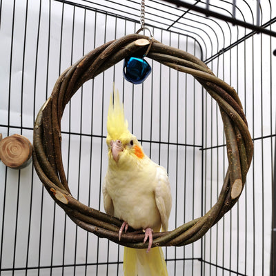 Bird Standing Frame Rattan Ring Chewing Toy Bird Cage - 0 - CJ - About 20cm - CJNY125213702BY