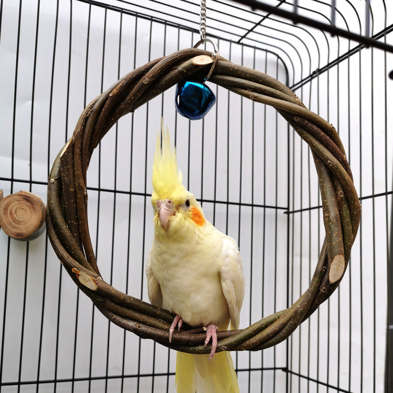 Bird Standing Frame Rattan Ring Chewing Toy Bird Cage - 0 - CJ - About 20cm - CJNY125213702BY