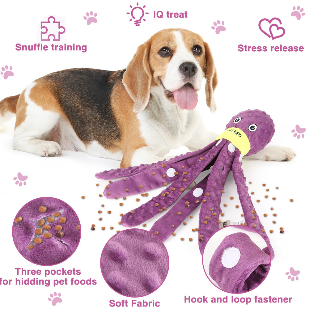Dog Snuffle Toy Dog Plush Octopus Toys, Dog Puzzle Games Interactive Puppy Toys Chew Toys Slow Feeding Games