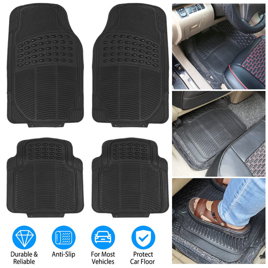 1Set Automotive Floor Mats With Front And Rear PVC Rubber Floor Mats Heavy Duty Drive Vehicle Car Mats With Trimmable Design Fit Most Cars SUVs Trucks - 5 - CJ