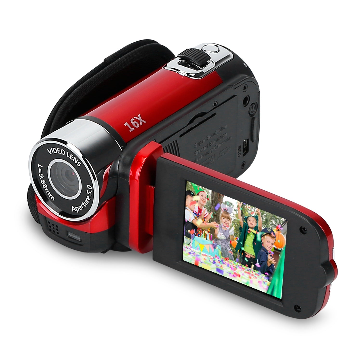 Black - Red Options - 1Pc HD 1080P Digital Video Camcorder 2.7in 16X Zoom DV Camera 270 Degree Rotation Rechargeable Kid Camera With Fill Light Selfie - 5 - CJ