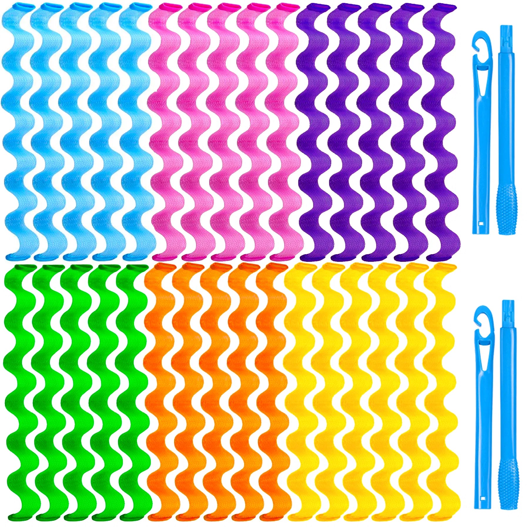 Heatless Hair Curlers Wave Curls Styling Kit For Women Girls On Hair Care - 30 Pcs - 6 Colors - 55 Cm 11.81 Inch - 5 - CJ