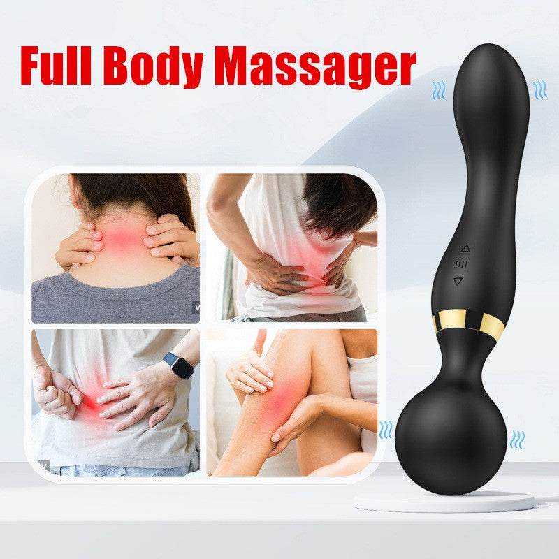 USB Rechargeable Massager Wand Vibrating Magic Massage Full Body Therapy Double Head - 5 - CJ