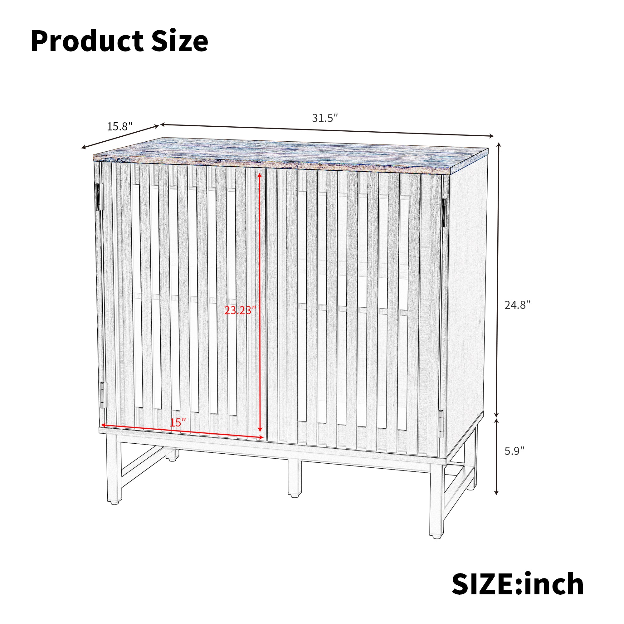 Cabinet With Flat Noodles Grating Stripe Door - 5 - CJ