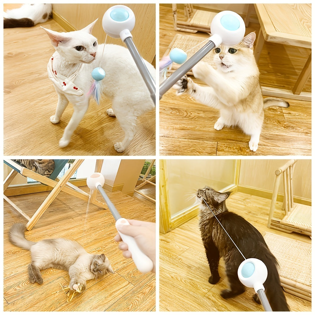Cat Teaser Stick, Retractable Cat Wand With Replacement Head, Cat Feather Toy, Cat Interactive Toy For Indoor Cats For Relief Boredom And Exercise - 5 - CJ