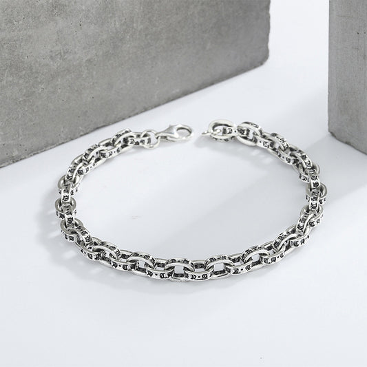 Lovers Simple Thai Silver Punk Personality Anchor Letter Cross Bracelet - 4 - https://x.com/titan_prim62775J