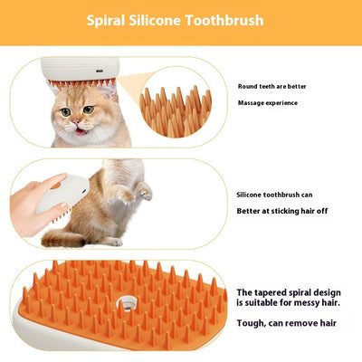 USB Rechargeable Pets Steam Brush Spray Massage Comb Pet Grooming Tools Cat Steam Comb Pet Products - 0 - CJ