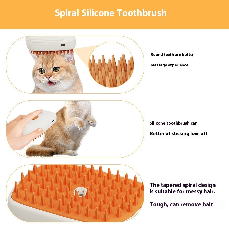 USB Rechargeable Pets Steam Brush Spray Massage Comb Pet Grooming Tools Cat Steam Comb Pet Products - 0 - CJ