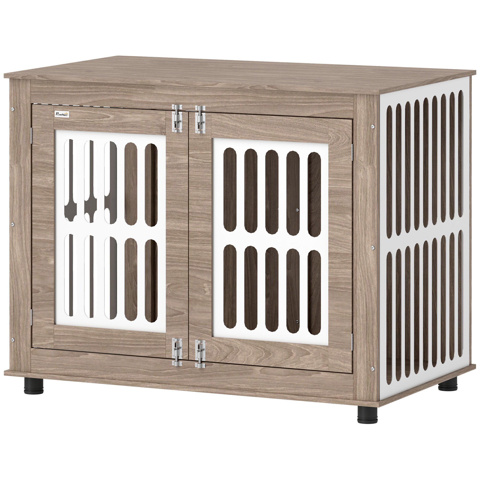 39 Dog Crate Furniture With 2 Doors, Adjustable Non - slip Foot Mats, For Large Dogs, Walnut Brown - 5 - CJ