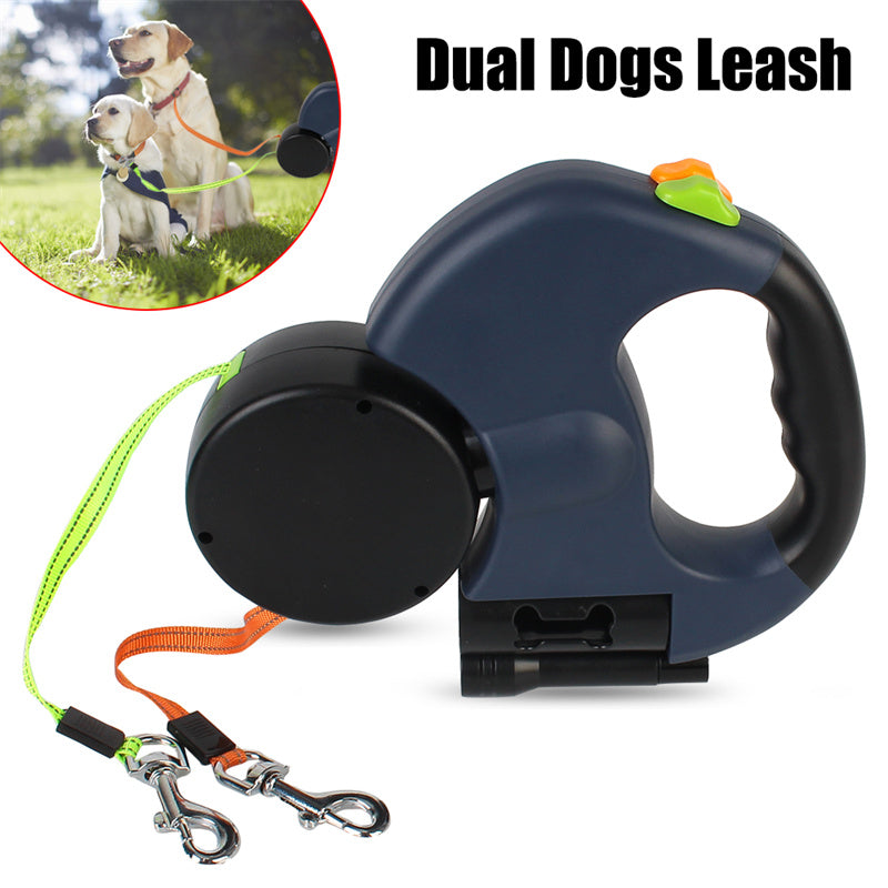 Retractable Dog Leash For Small Dogs Reflective Dual Pet Leash Lead 360 Swivel No Double Dog Walking Leash With Lights Pet Products - 0 - CJ