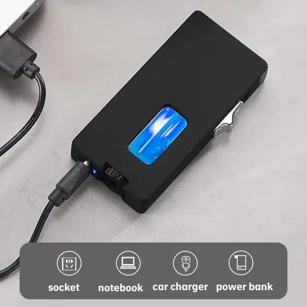 With Soft Fire/Jet Flame - Dual Fire Adjustable Lighter, Creative Wheel Side Pressure Ignition Dual Flame Lighter, Metal Body, Windproof Blue Flame, Window With Visual Fuel Tank, Suitable For Outdoor - 5 - cjdropshipping