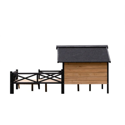 Outdoor Large Cabin Style Wooden Kennel With Porch - 5 - CJ