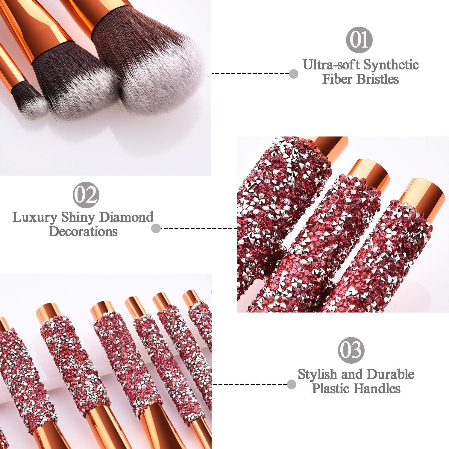 10 IN 1 Diamond Inlaid Handmade Custom Makeup Brush - 5 - CJ