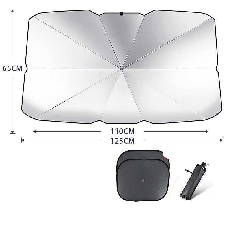 Foldable Car Windshield Sun Shade Umbrella UV Protection Heat Insulation Parasol Auto Front Window Cover Interior Protector Summer Gadgets - 0 - CJ - Coated silver - Small with 2pcs mesh - CJQT123821508HS