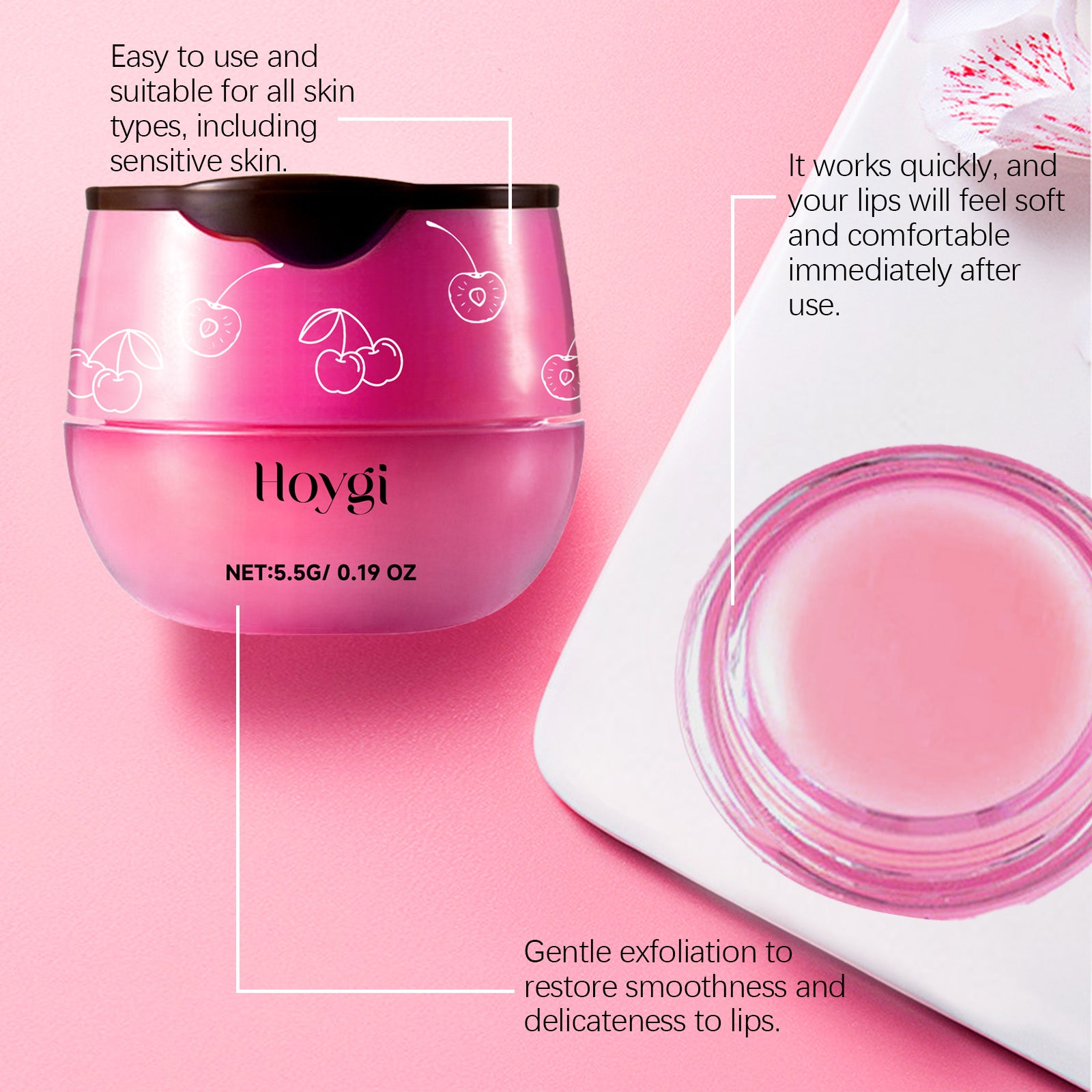 Hoygi Cherry Lip Mask, Lip Repair, Anti - Cracking, Moisturizing And Fading Lip Lines Lip Care - 5 - CJ
