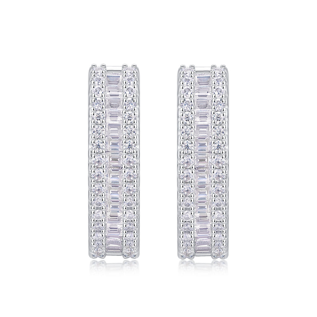 Woven Light Luxury Fashion Diamond Earrings Stud Inlaid With Mosan Diamond Silver Ornaments