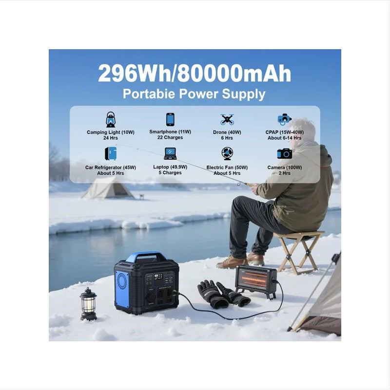 296Wh 80000mAh Lithium Battery Generator Solar For Outdoor Camping RV Home - 5 - CJ