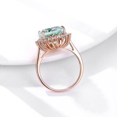 S925 Silver Set Natural Green Crystal Ring Wedding Jewelry Female - 4 - CJ