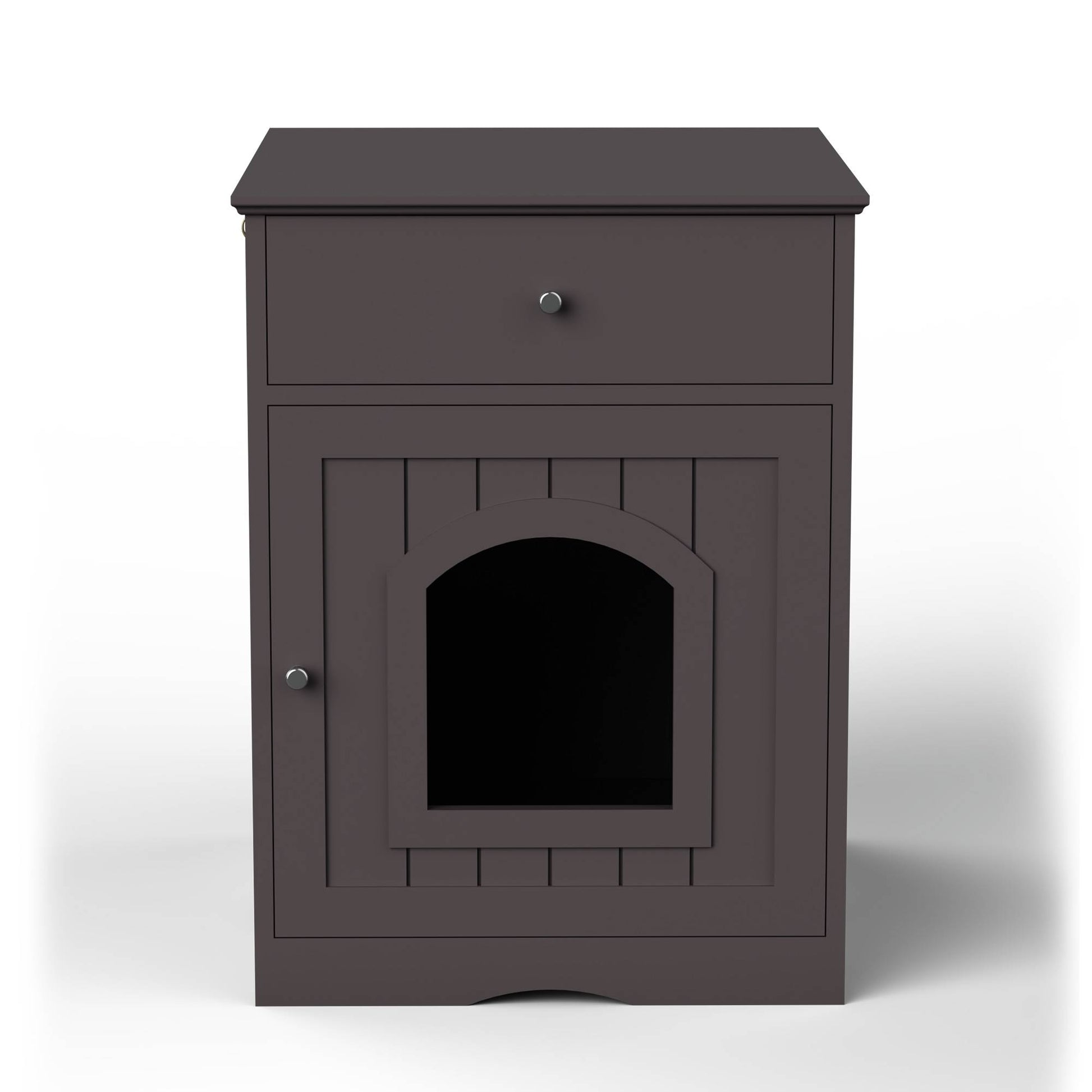 Wooden Pet House Cat Litter Box Enclosure With Drawer, Side Table Indoor Pet Crate