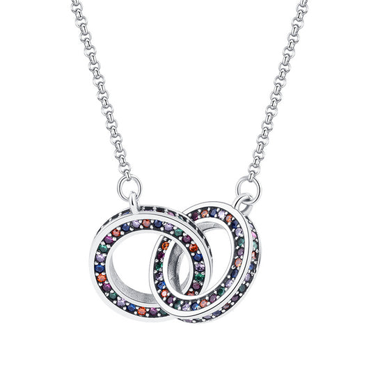 Chain Necklace Female Clavicle Chain Small Luxury S925 Sterling Silver Double Ring Jewelry - 4 - CJ