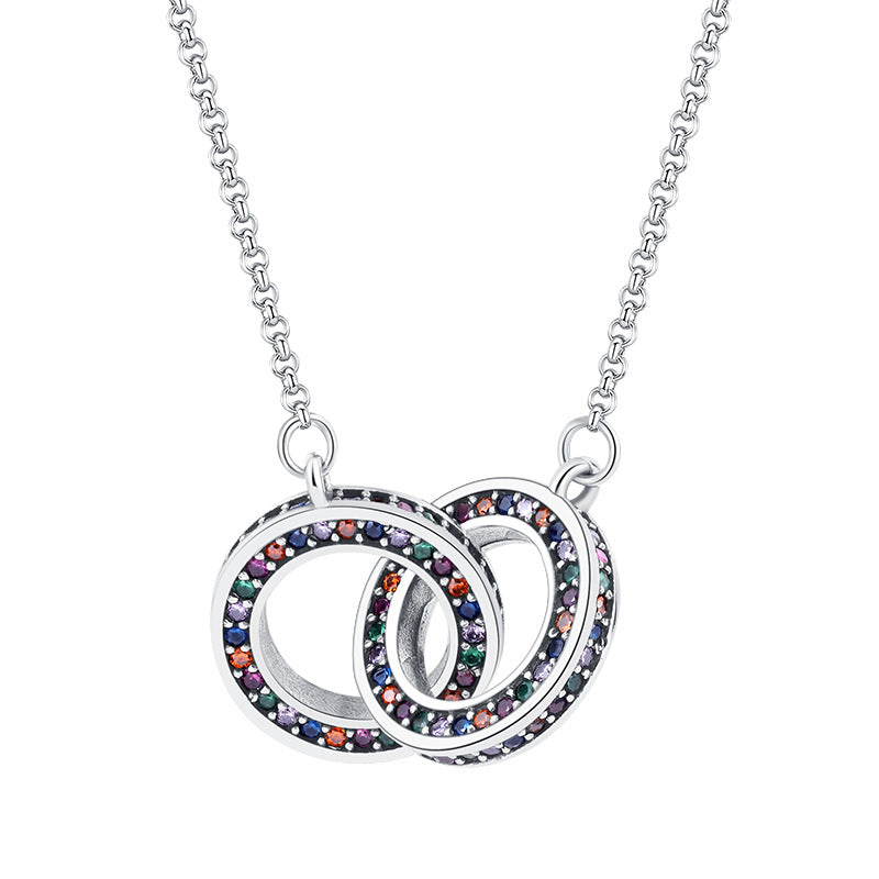 Chain Necklace Female Clavicle Chain Small Luxury S925 Sterling Silver Double Ring Jewelry - 4 - CJ