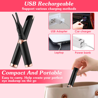 1Pc 2 In 1 Clip Comb Heated Eyelash Curler Electric Mini Lash Curler Natural Eye Lash Makeup Tool With 3 Temp Settings 15Mins Shutdown - 5 - CJ