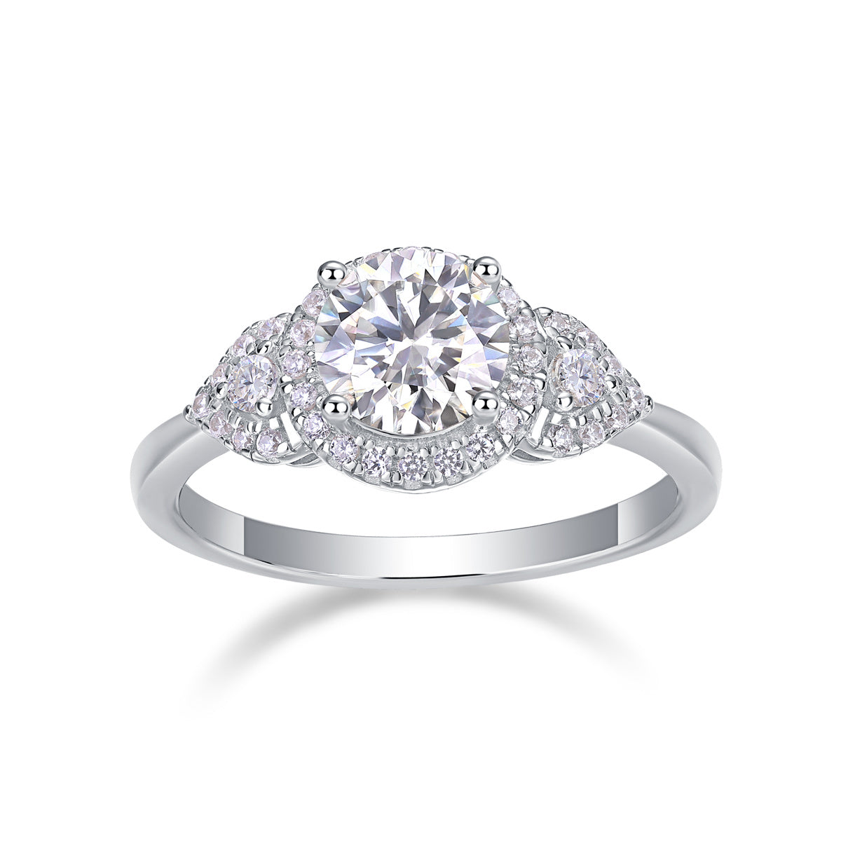Luxury Fashion Large Diamond Wedding Ring With Moissanite Silver Ring