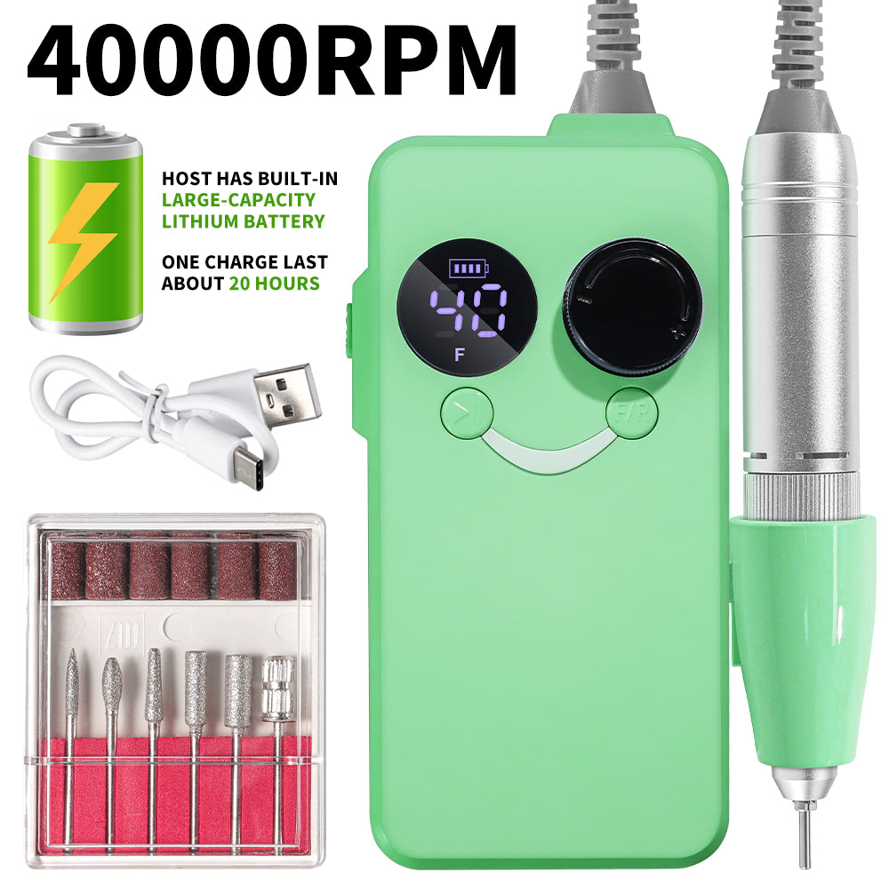 40000RPM Nail Drill Professional Cordless Electric Nail Drill Machine Rechargeable Portable Acrylic Gel Grinder Tools With 6 Bits And Sanding Bands For Manicure Pedicure Carve Polish - 5 - CJ