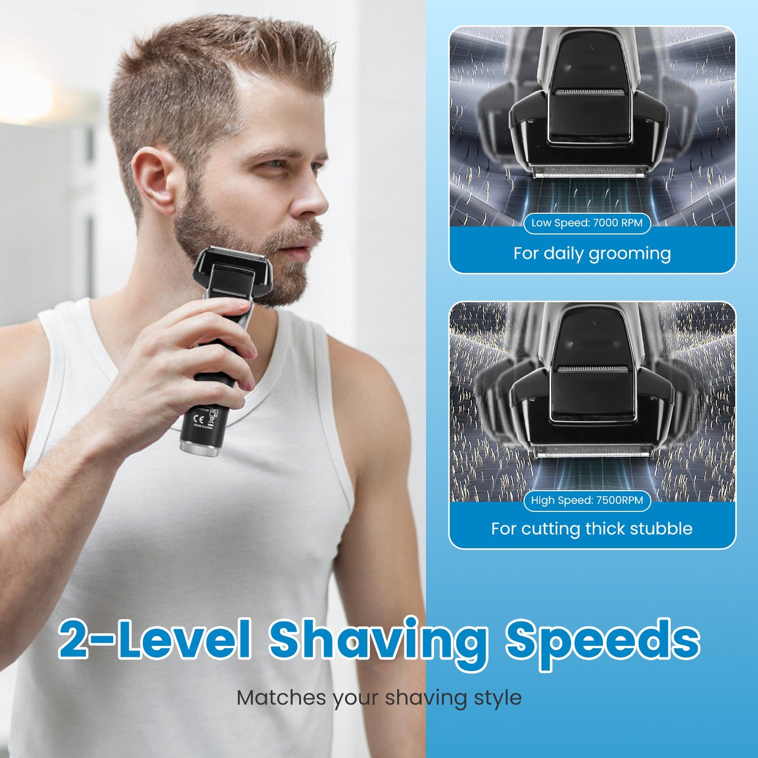 Electric Foil Face Shaver 5 - Blade Electric Razor For Men Wet & Dry Jawline Beard Trimmer Precision Sideburn Shavers IPX6 Waterproof With LED Display Cleaning Brushes - 5 - CJ