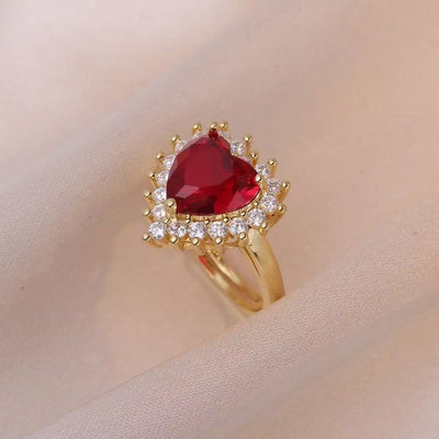 Fashion Micro - inlaid Pendant Ruby Heart Necklace - 0 - CJ