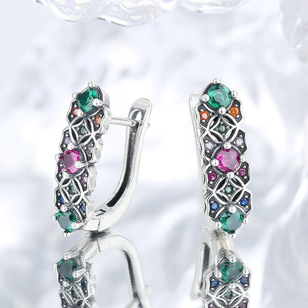 S925 Sterling Silver Vintage Trend Colorful Zircon Earrings - 4 - https://x.com/titan_prim62775J