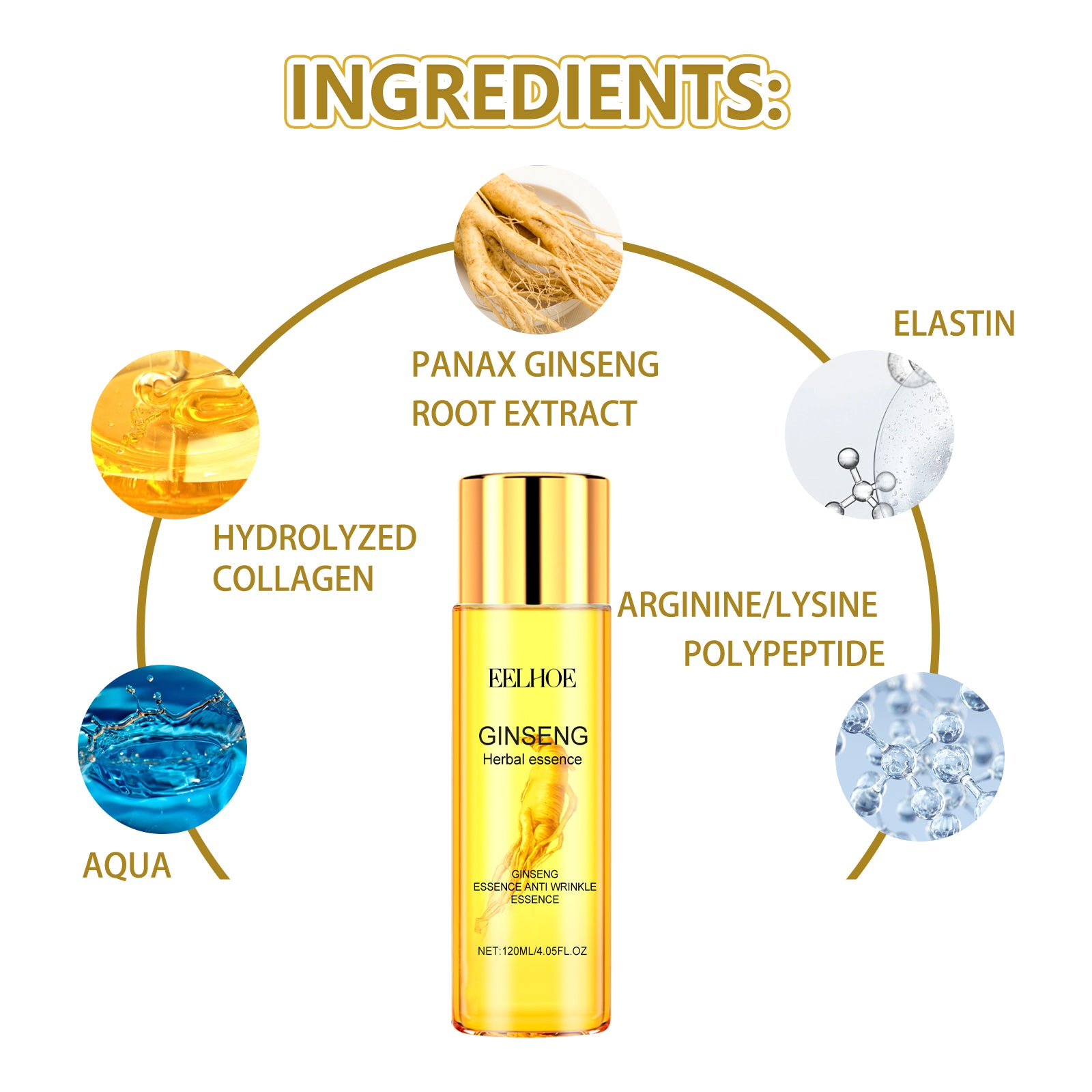 EELHOE Ginseng Essence Anti Wrinkle Essence, Wrinkles Firming Facial Skin Smooth And Tender And Elastic - 5 - CJ