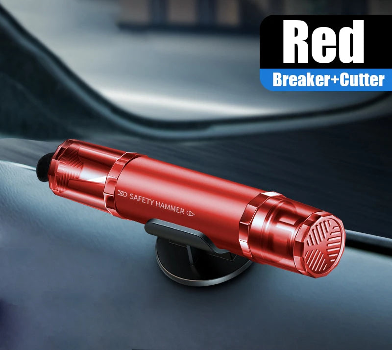 2 - in - 1 Car Safety Hammer Window Glass Breaker Seat Belt Cutter High Hardness Tungsten Steel Emergency Rescue Tool With Base - 5 - CJ