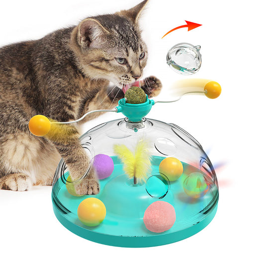 Meows Windmill Funny Cat Toys Interactive Multifunctional Turntable Pet Educational Toys With Catnip Luminous Ball Pinwheel Toys Pet Products - 0 - CJ