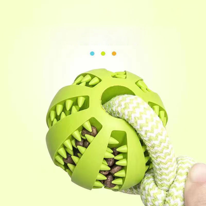 Dog Toys Treat Balls Interactive Hemp Rope Rubber Leaking Balls For Small Dogs Chewing Bite Resistant Toys Pet Tooth Cleaning Bite Resistant Toy Ball For Pet Dogs Puppy - 5 - CJ