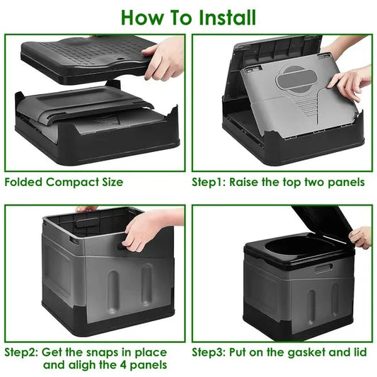Portable Toilet For Car Camping Boating Hiking Outdoor Travel Potty With Carry Bag Foldable Emergency Toilet With Lid Trash Bags - 5 - CJ