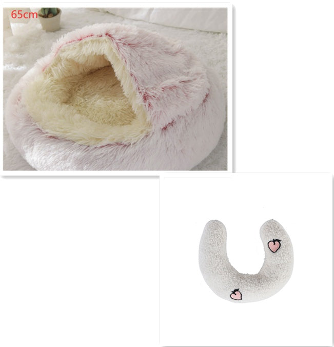 2 In 1 Dog And Cat Bed Pet Winter Bed Round Plush Warm Bed House Soft Long Plush Pets Bed Pet Products - 0 - CJ