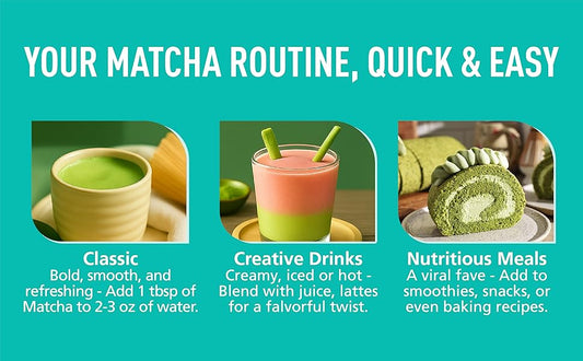 Matcha - Ceremonial Grade Organic Matcha Green Tea Powder,Premium First Harvest Unsweetened,1 0 0 Pure Matcha ForLattes,Smoothies,and Baking  40g 1.4oz - Ships From US - Tea - Coffee Mate - 5 - CJ