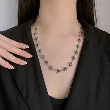 S925 Sterling Silver Gram Colorful Zircon Small Flowers Universal Sweater Chain Necklace - 4 - CJ