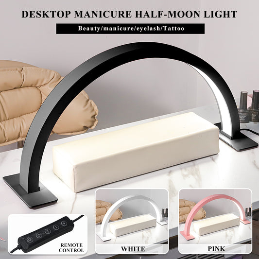 Half Moon Light For Nail Desk, 17inch Professional LED Light With 3 Color Temperatures & Dimmer, Multi - Purpose Lighting For Eyelash Extensions, Nail Art, Tattoos, Reading - 5 - CJ