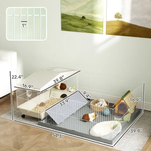 Small Animal Cage With Removable Pet Playpen, Guinea Pig Cage With Waterproof Pad - 5 - cjdroshippping