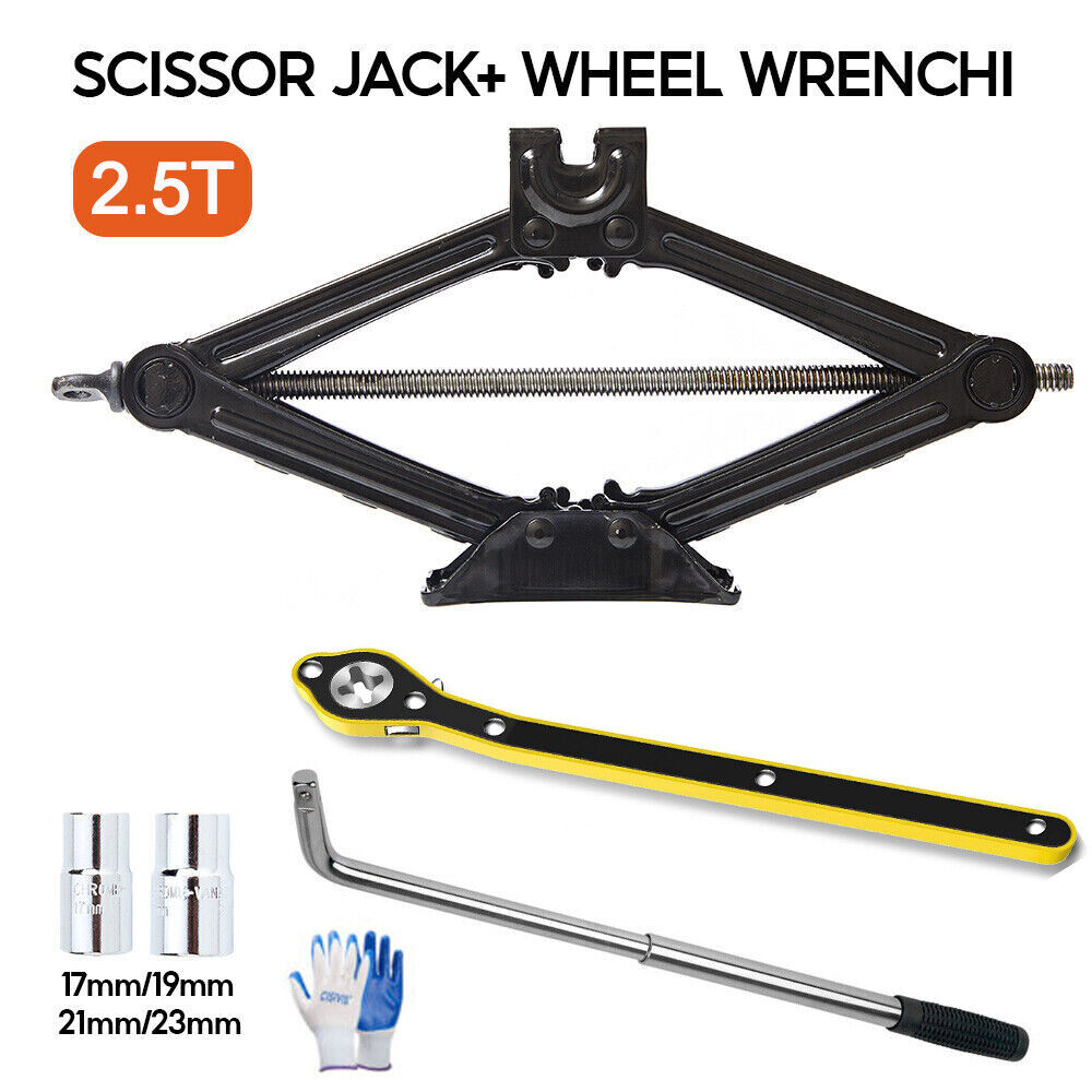 2.5T Scissor Jack And Extendable Wheel Wrench Brace Socket Car Van Tire Hand Tool - 5 - cjdropshipping