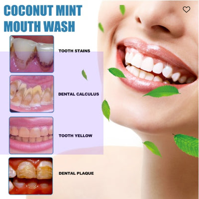 Oralhoe Coconut Mint Mouth Wash, Whitening Teeth Yellow Teeth Stains Tongue Coating Clean  Breath Oral Care - 5 - CJ