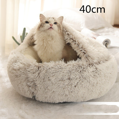 2 In 1 Dog And Cat Bed Pet Winter Bed Round Plush Warm Bed House Soft Long Plush Pets Bed Pet Products - 0 - CJ