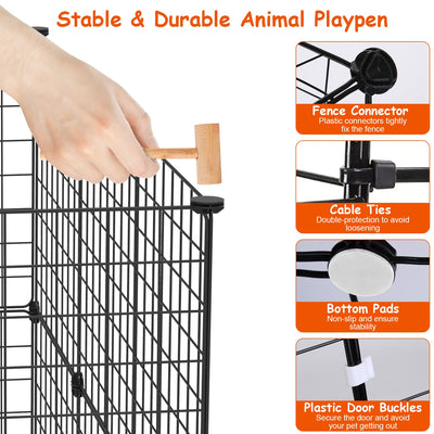 1Pc Small Animal Playpen With Door Dog Metal Playpen Small Medium Kitten Puppy Guinea Pig Rabbit Kennel Small Animal Cage Metal Wire Fence For Indoor Outdoor Yard Camping - 5 - CJ