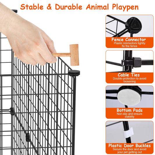 1Pc Small Animal Playpen With Door Dog Metal Playpen Small Medium Kitten Puppy Guinea Pig Rabbit Kennel Small Animal Cage Metal Wire Fence For Indoor Outdoor Yard Camping - 5 - CJ