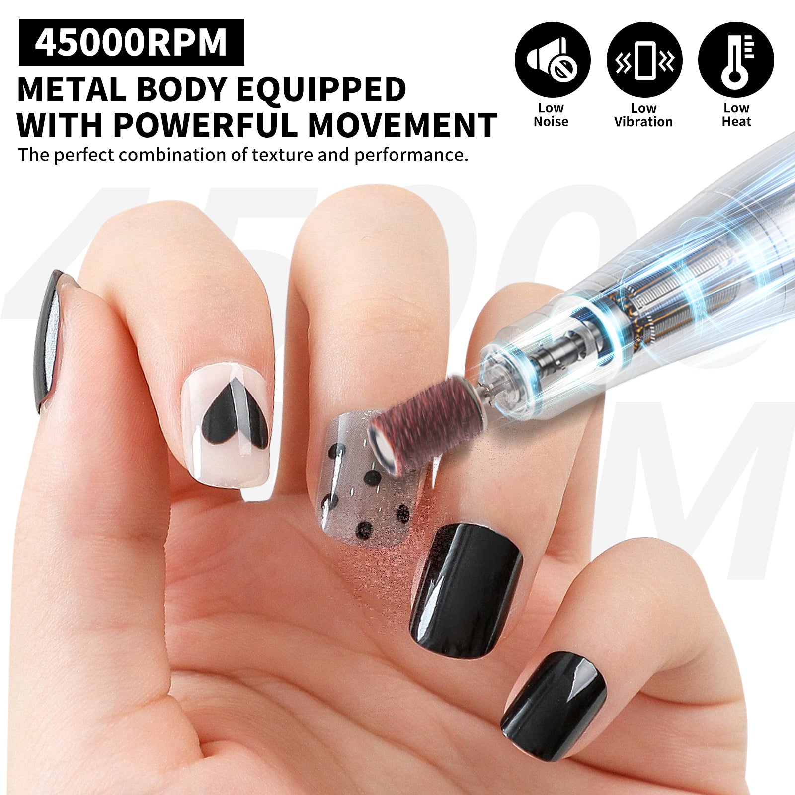 Nail Drill Machine - 4500RPM Nail Drills For Acrylic Nails Professional With 6 Drill Bits For Electric Nail File Manicure Pedicure Home Use - 5 - CJ